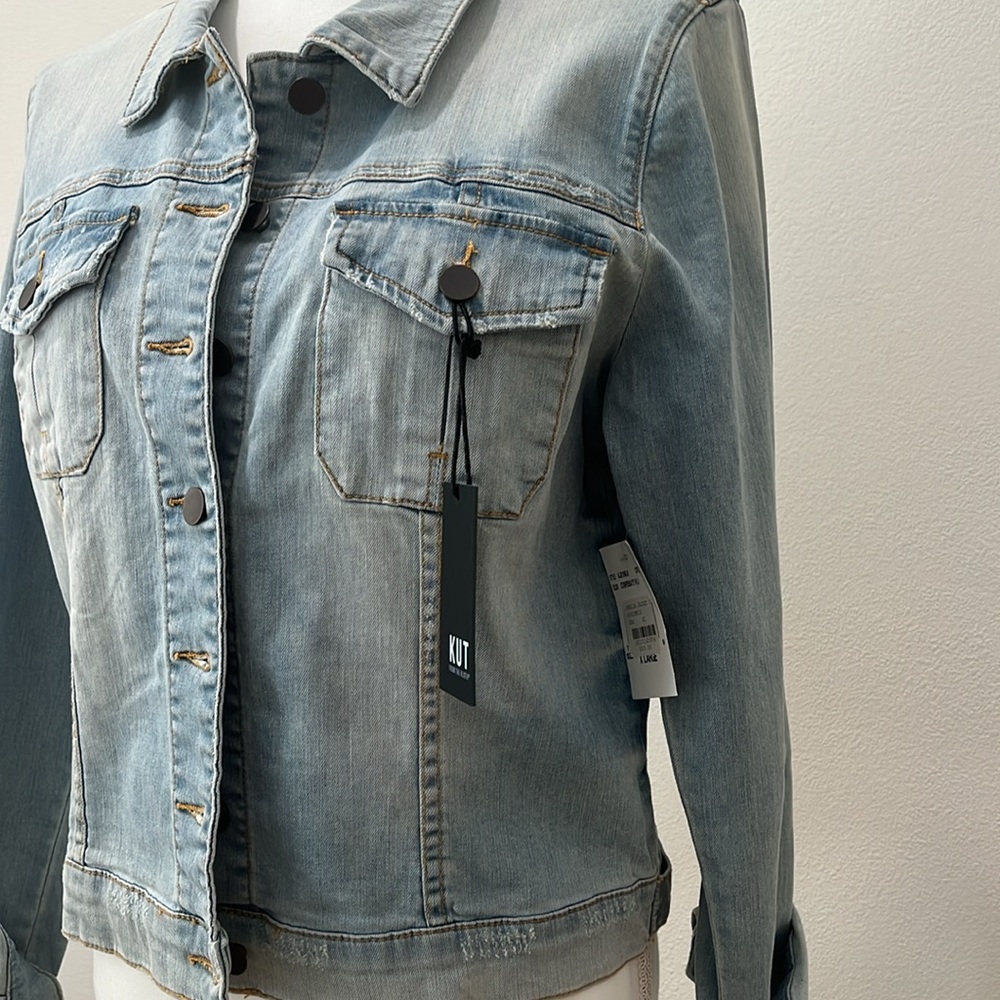 NWT KUT FROM THE KLOTH AMELIA JACKET Light Blue Denim SZ XL - Picture 2 of 11